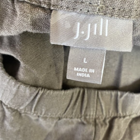 J Jill Linen Pants Sz L Tan Elastic Waist Lagen Look Wide Leg Loose Fit - Picture 6 of 7
